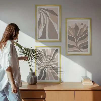 Set tablouri pentru dormitor cu modele abstracte de plante