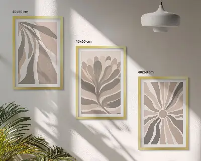 Set tablouri pentru dormitor cu modele abstracte de plante