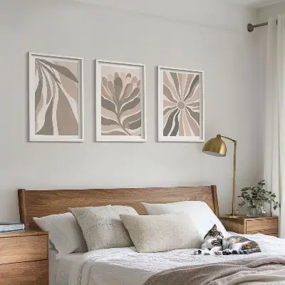 Set tablouri pentru dormitor cu modele abstracte de plante