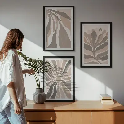 Set tablouri pentru dormitor cu modele abstracte de plante