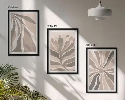Set tablouri pentru dormitor cu modele abstracte de plante