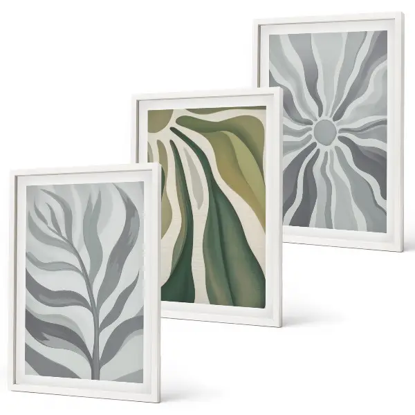 Set de tablouri decorative cu modele de plante în nuanțe de verde