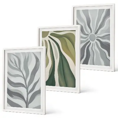 Set de tablouri decorative cu modele de plante în nuanțe de verde