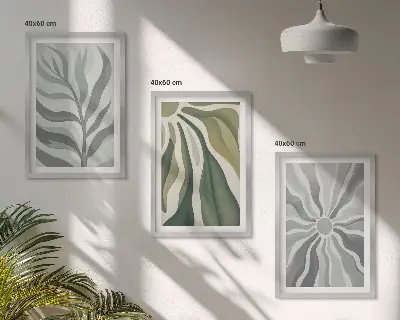 Set de tablouri decorative cu modele de plante în nuanțe de verde