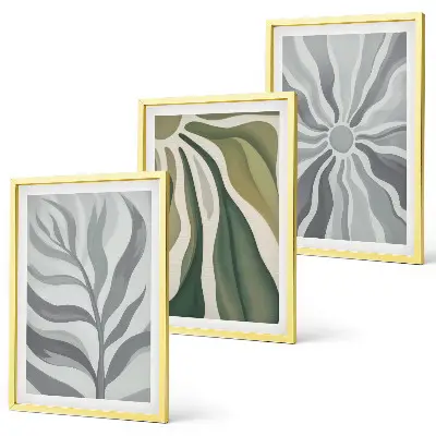 Set de tablouri decorative cu modele de plante în nuanțe de verde
