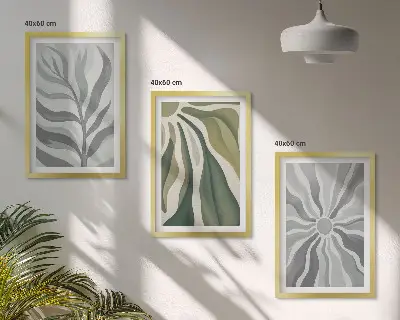 Set de tablouri decorative cu modele de plante în nuanțe de verde