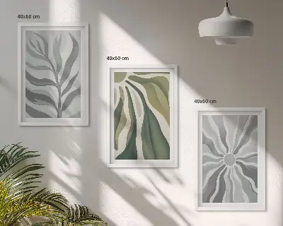 Set de tablouri decorative cu modele de plante în nuanțe de verde