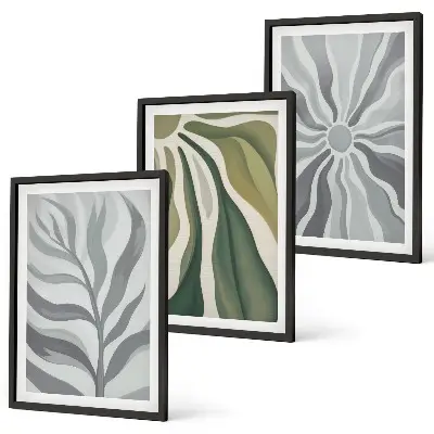 Set de tablouri decorative cu modele de plante în nuanțe de verde