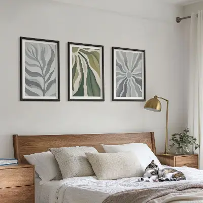 Set de tablouri decorative cu modele de plante în nuanțe de verde