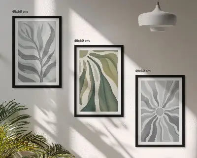 Set de tablouri decorative cu modele de plante în nuanțe de verde