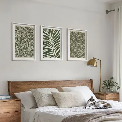Set tablouri pentru dormitor cu modele de frunze și forme ondulate