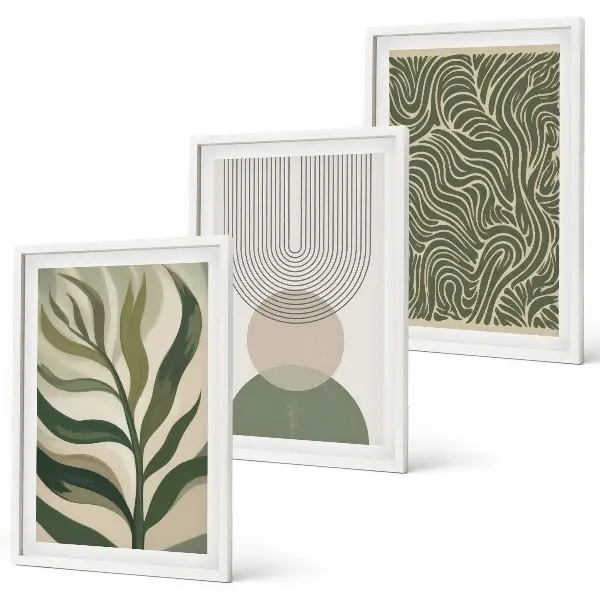 Set tablouri decorative cu forme geometrice de frunze