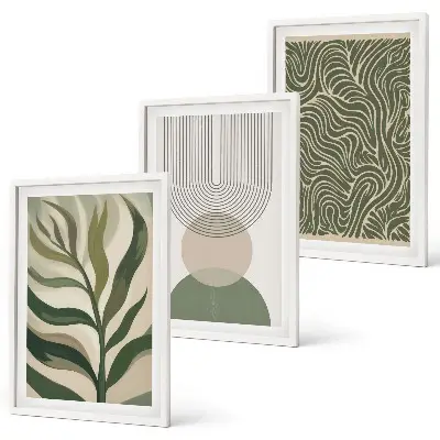 Set tablouri decorative cu forme geometrice de frunze