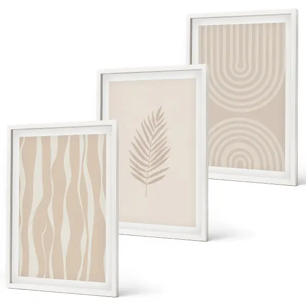 Set tablouri pentru dormitor cu modele de plante bej