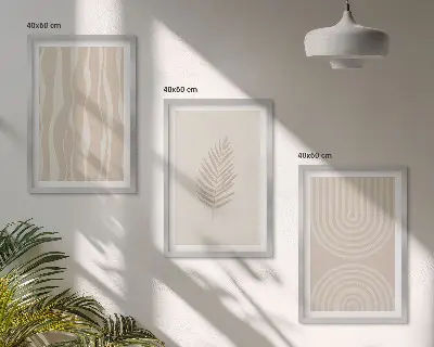 Set tablouri pentru dormitor cu modele de plante bej