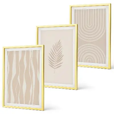 Set tablouri pentru dormitor cu modele de plante bej