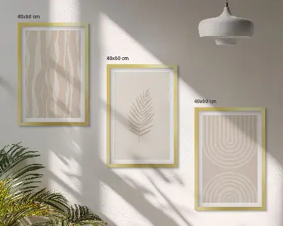 Set tablouri pentru dormitor cu modele de plante bej