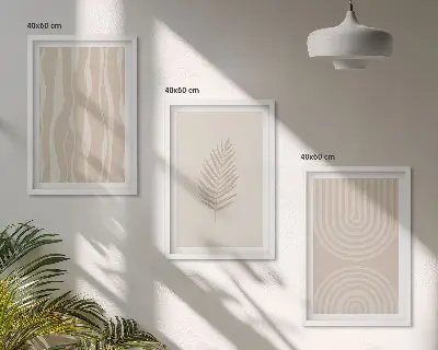 Set tablouri pentru dormitor cu modele de plante bej