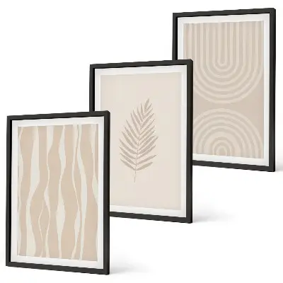 Set tablouri pentru dormitor cu modele de plante bej