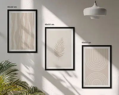 Set tablouri pentru dormitor cu modele de plante bej