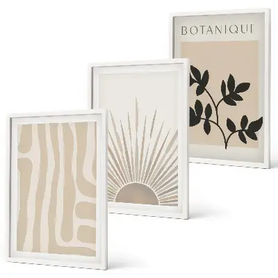 Set tablouri pentru dormitor cu modele abstracte de plante