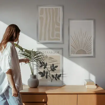 Set tablouri pentru dormitor cu modele abstracte de plante