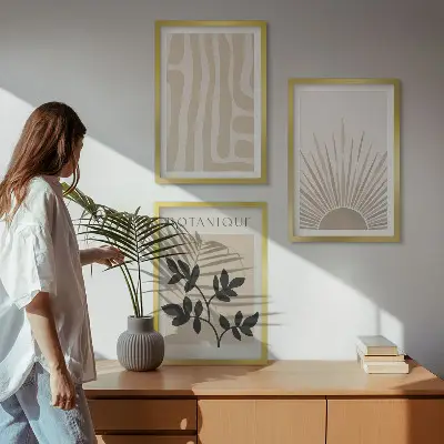 Set tablouri pentru dormitor cu modele abstracte de plante