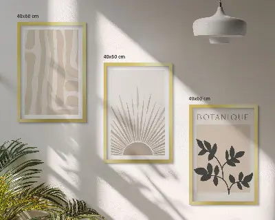 Set tablouri pentru dormitor cu modele abstracte de plante