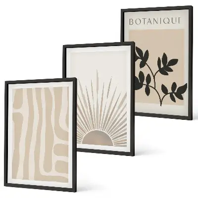 Set tablouri pentru dormitor cu modele abstracte de plante