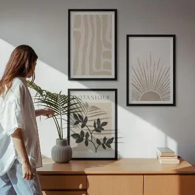 Set tablouri pentru dormitor cu modele abstracte de plante