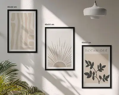 Set tablouri pentru dormitor cu modele abstracte de plante