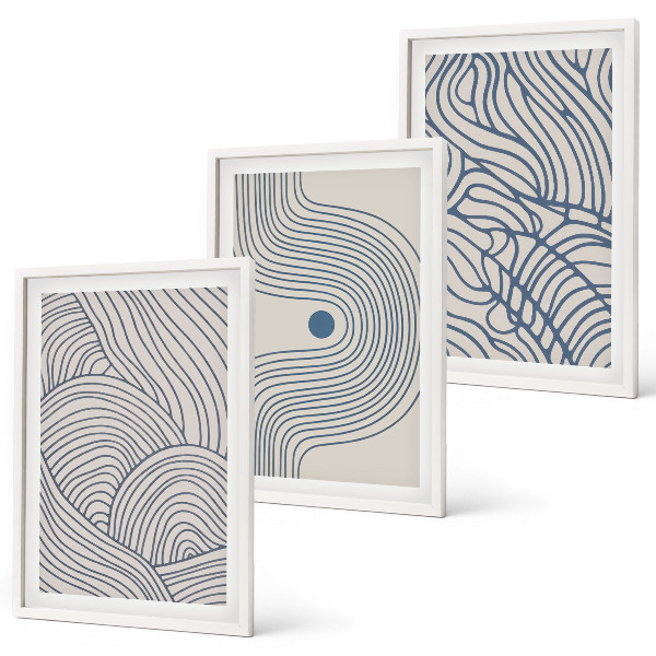 Set tablouri pentru dormitor Linii abstracte valuri forme