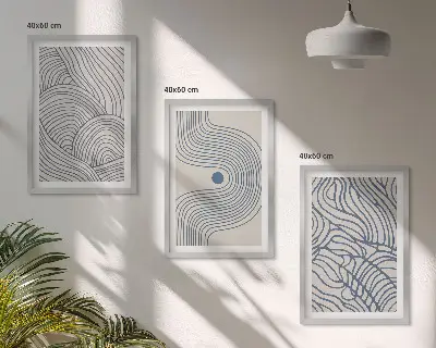 Set tablouri pentru dormitor cu linii abstracte sub formă de valuri