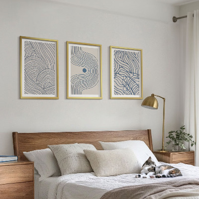 Set tablouri pentru dormitor Linii abstracte valuri forme