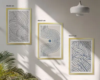 Set tablouri pentru dormitor cu linii abstracte sub formă de valuri