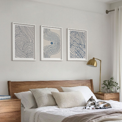 Set tablouri pentru dormitor Linii abstracte valuri forme
