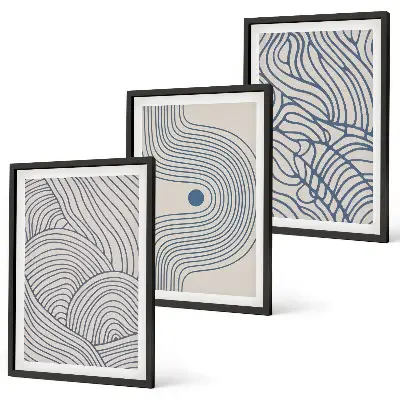 Set tablouri pentru dormitor cu linii abstracte sub formă de valuri