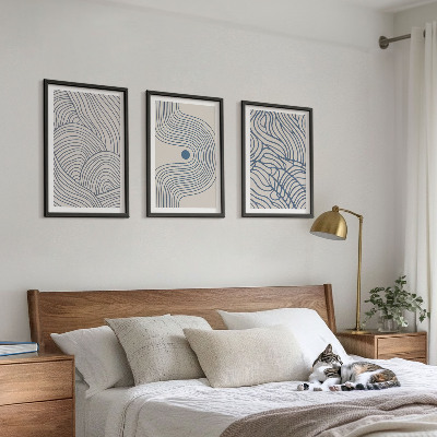 Set tablouri pentru dormitor Linii abstracte valuri forme