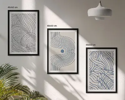 Set tablouri pentru dormitor cu linii abstracte sub formă de valuri