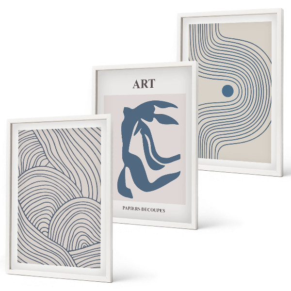 Set tablouri decorative Linii albastre abstracte