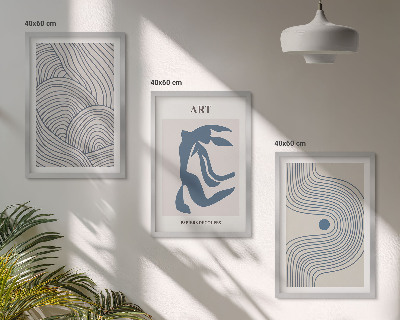Set tablouri decorative Linii albastre abstracte