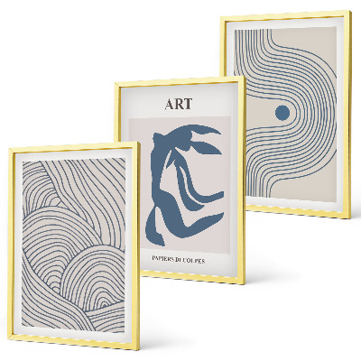 Set tablouri decorative Linii albastre abstracte
