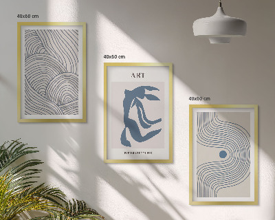 Set tablouri decorative Linii albastre abstracte