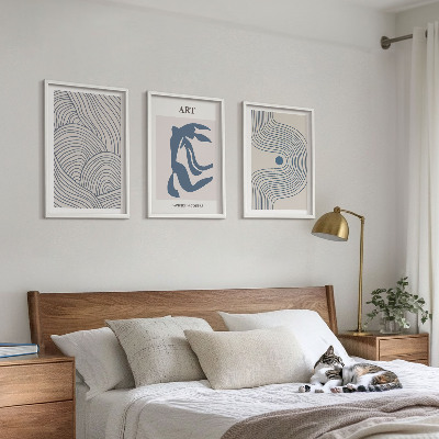 Set tablouri decorative Linii albastre abstracte