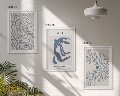 Set tablouri decorative Linii albastre abstracte