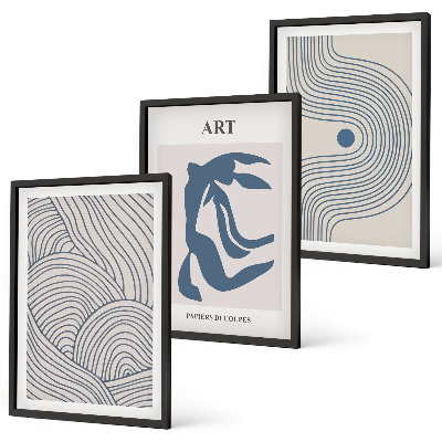 Set tablouri decorative Linii albastre abstracte
