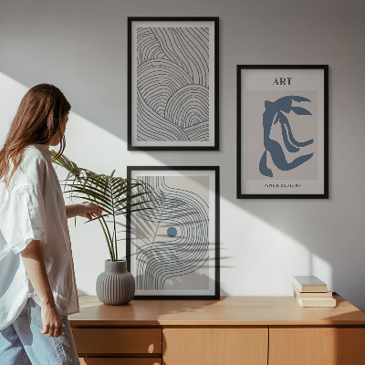 Set tablouri decorative Linii albastre abstracte