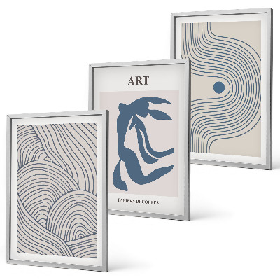 Set tablouri decorative Linii albastre abstracte