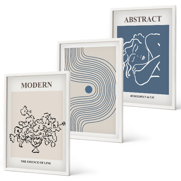 Set tablouri pentru dormitor Postere abstracte cu linii de flori