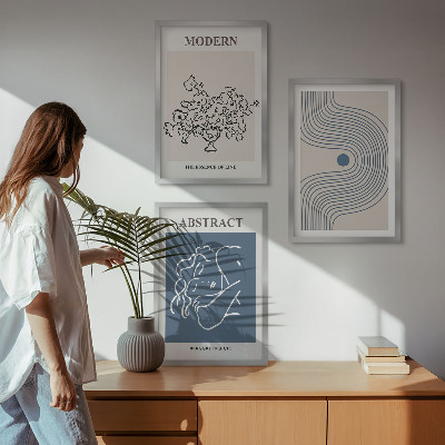 Set tablouri pentru dormitor Postere abstracte cu linii de flori